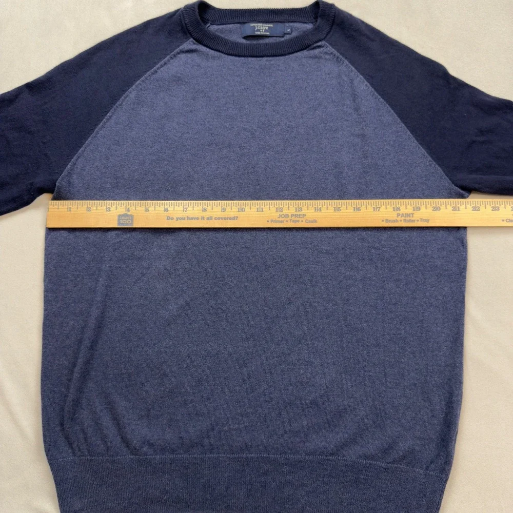 J Crew Cotton Cashmere Raglan Crewneck Sweater Mens‎ Size L Blue